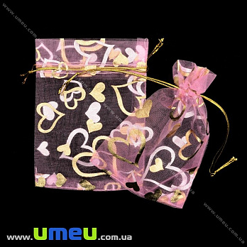 Подарочная упаковка из органзы, 10х12 см, Розовая, 1 шт (UPK-026268)
