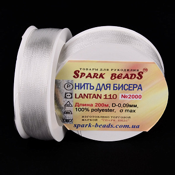 Нитка для бісеру Lantan 110, Біла №2000, 200 м (MUL-053132)