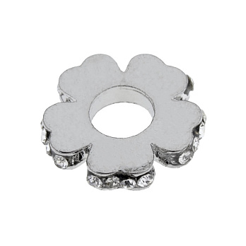 Намисто-розділювач мет. зі стразами, 12х2, 5 мм, Темне срібло (BUS-055805)