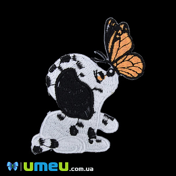 Термоаппликация Собачка с бабочкой, 8х5 см, Белая 1 шт (APL-039890)