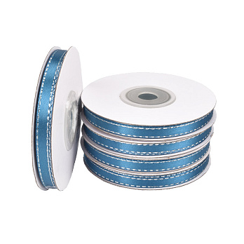 Атласна стрічка з люрексом, 6 мм, Синя зі сріблом (LEN-061068)