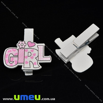 Декоративная прищепка Girl, 36х35 мм, Розовая, 1 шт (DIF-033345)