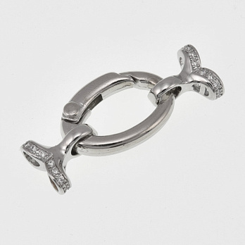 Застёжка, 36х15,5 мм, Латунь с покрытием Родий, Куб. цирконий (ZAM-060855)