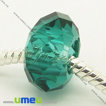 [Архів] Намистина PANDORA скляна під кришталь, 14х8 мм, Смарагдова (BUS-006873)