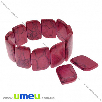 [Архів] Намистина натуральний камінь на два отвори Говлит, 25х18х5 мм, Червона (BUS-027472)