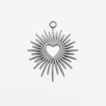 Підвіска з нерж. сталі Серце, 22,5х18 мм, Темне срібло (STL-060710)