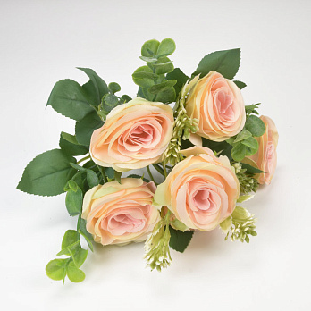 Букет троянд з добавками евкаліпта, 30 см, Персиковий (DIF-057648)
