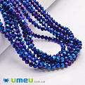 Бусины рондели, 4х3 мм, Синие (металлик) (BUS-049110)