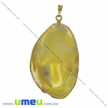 Подвеска из натурального камня, Агат желтый в фольге, 68х36 мм, 1 шт (POD-033074)