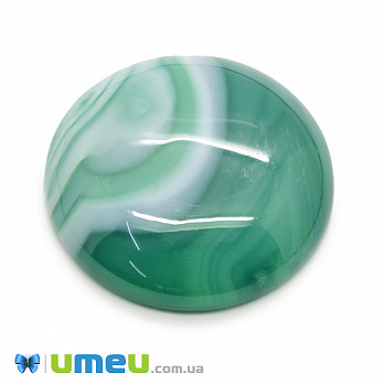 Кабошон нат. камінь Агат зелений, Круглий, 25 мм (KAB-050004)