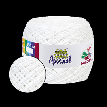 Пряжа Ярослав Бавовна 14/2, 50 г, 350 м, Біла 01 (YAR-058963)