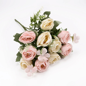 Букет троянд, 28 см, Рожево-кремовий (DIF-055188)