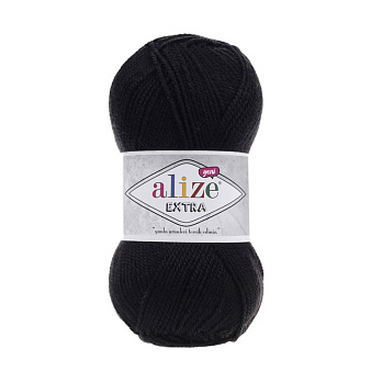Пряжа Alize Extra 100 г, 220 м, Чорна 60 (YAR-056289)