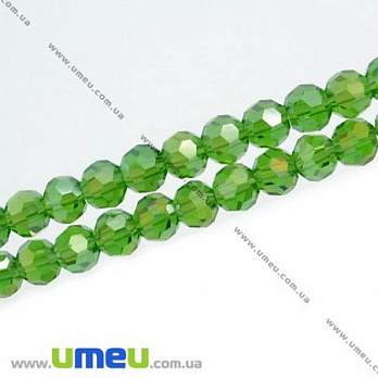 [Архів] Намистина під кришталь гранована кругла, 6 мм, Зелена АВ (BUS-007632)