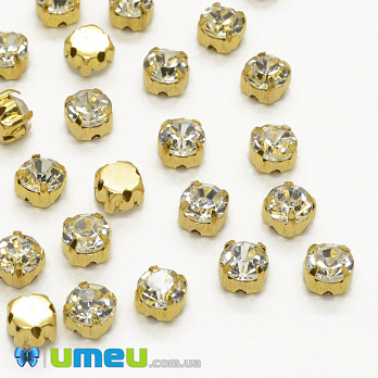 Шатон круглый 5 мм, Золото, Белый (KAB-040786) Шатон круглый 5 мм, Золото, Белый (KAB-040786)