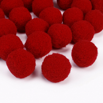 Помпоны бархатные 2 см, Красные, 1 уп (10 шт) (DIF-052552)