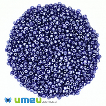 Бісер китайський середній, 8/0, Синій глазурований, 3 мм (BIS-037668)