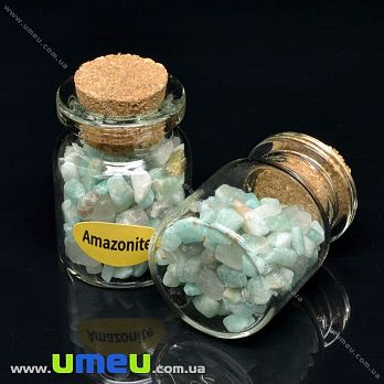 Бутылочка с крошкой натурального камня, Амазонит, 31х22 мм, 1 шт (POD-037227)