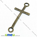 Коннектор металлический Крест, 39х17 мм, Античная бронза, 1 шт (KON-007295)