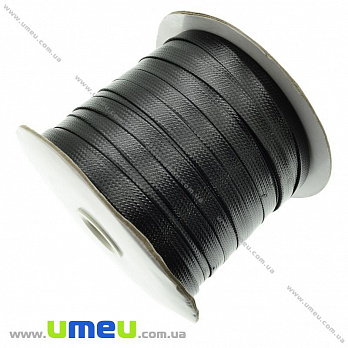 Полиэстеровый шнур плоский, Черный, 8 мм, 1 м (LEN-021771)