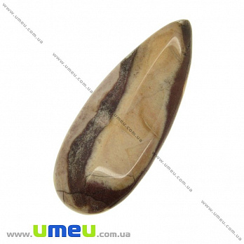 Подвеска из натурального камня без отверстия Капля граненая, Мукаит, 60х24 мм, 1 шт (POD-022152)