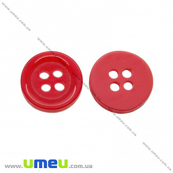 Пуговица пластиковая Круглая, 11,5 мм, Красная, 1 шт (PUG-016462)