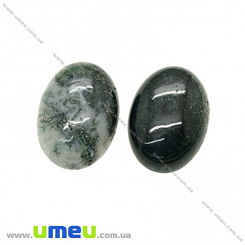 Кабошон нат. камінь Агат моховий, Овал, 18х13 мм (KAB-020565)