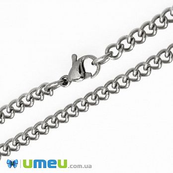 Основа на шию з нерж. ст., Темне срібло, 4 мм, 60 см (STL-049617)