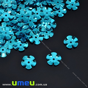 Пайетки Китай Цветы, 10 мм, Голубые, 5 г (PAI-013178)