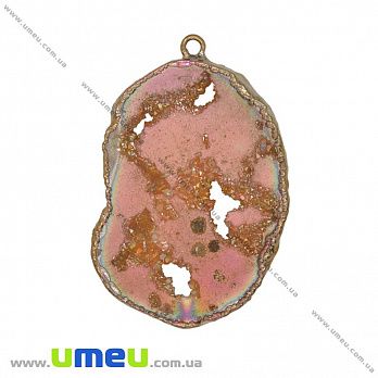 Підвіска з натурального каменю, Друза агату, Помаранчева, 59х39 мм (POD-033045)