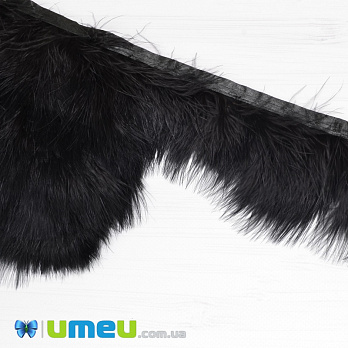 Перья индейки пушистые на ленте, 6-8 см, Черные, 10 см (PER-038955)