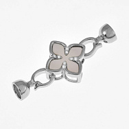 Застёжка, 39х16 мм, Латунь с покрытием Родий, Перламутр и куб. цирконий (ZAM-060883)