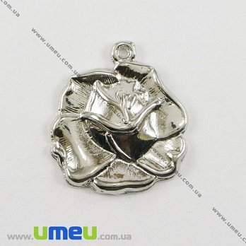 [Архів] Підвіска металева Роза, Темне срібло, 25х21х3 мм (POD-000239)