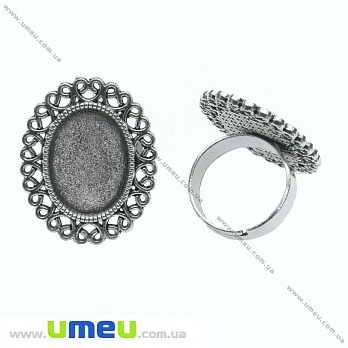 Кольцо под кабошон 18х13 мм, Античное серебро, 1 шт (OSN-013578)
