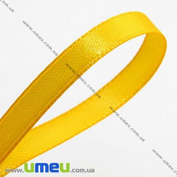 Атласная лента, 6 мм, Желтая, 1 м (LEN-008151)