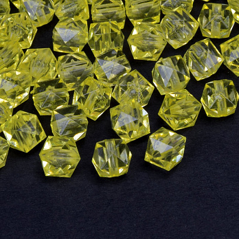 Намистини акрилові, Куб гранований, 8х7,5 мм, Жовті (BUS-059916)