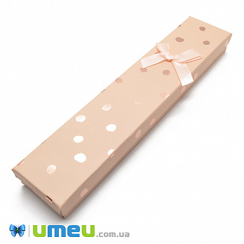 Подарункова коробочка Прямокутна в горох, 21,3х4,4х2,1 см, Бежева (UPK-042830)