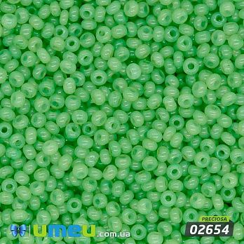 Бісер чеський №448/02654, Салатовий, Алебастровий, 10/0 (BIS-043803)