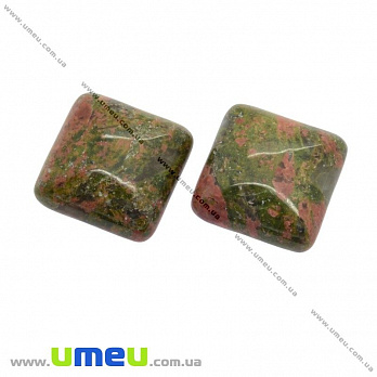 Кабошон нат. камінь Унакіт, Квадратний, 16х16 мм (KAB-012652)