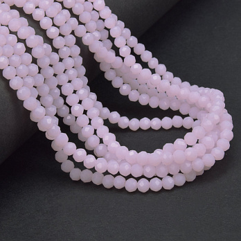 Бусины рондели, 4,5х3,5 мм, Розовые (имитация нефрита) (BUS-061259)