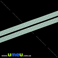 Репсова стрічка в горошок, 10 мм, Бірюзова світла, 1 м (LEN-022441)