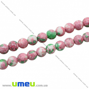 Бусина натуральный камень Rain flower stone розовый, 8 мм, Круглая, 1 шт (BUS-031552)