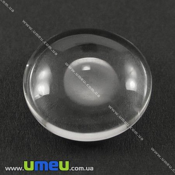 Кабошон стеклянный Линза круглая, 18 мм, Прозрачный, 1 шт (KAB-001828)