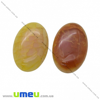 Кабошон нат. камень Агат Кракле желтый, Овал, 30х20 мм, 1 шт (KAB-020305)