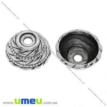 [Архів] Ковпачок металевий, 16х8 мм, Античне срібло (OBN-016853)