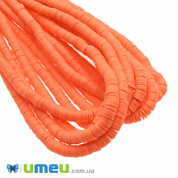 Бусины из полимерной глины, 6 мм, Оранжевые яркие, 1 низка (BUS-046977)