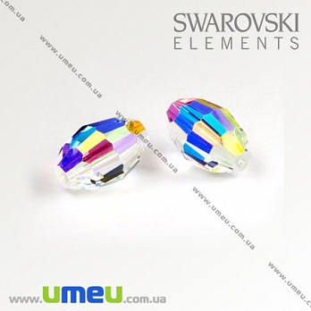 Бусина Swarovski 5200 Crystal AB, 9х6 мм, Граненная овальная, 1 шт (BUS-005492)