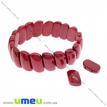 [Архів] Намистина натуральний камінь на два отвори Корал (прес.), 17х9х6 мм (BUS-027495)