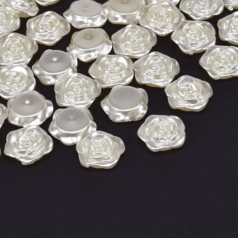 Кабошоны пластиковые, Цветы, 12 мм, Белые (KAB-060896)