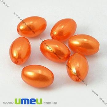 Бусина пластиковая Рис Жемчуг, 11х7,5 мм, Оранжевая, 1 шт (BUS-008208)